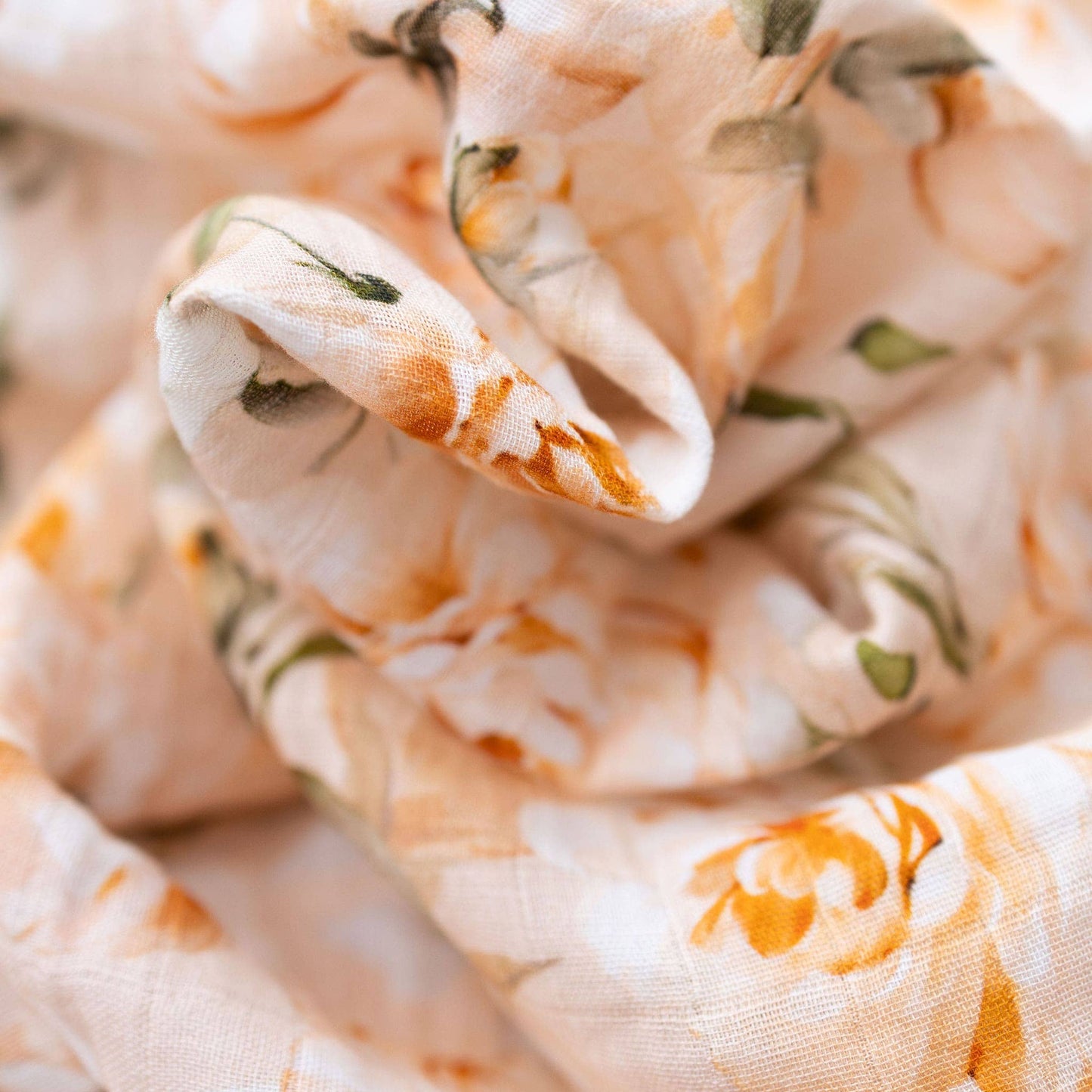 Close-up of a folded fabric with floral pattern