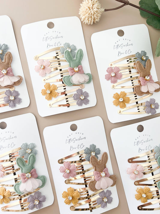 Bunny Easter Hair Clips- Set of 5
