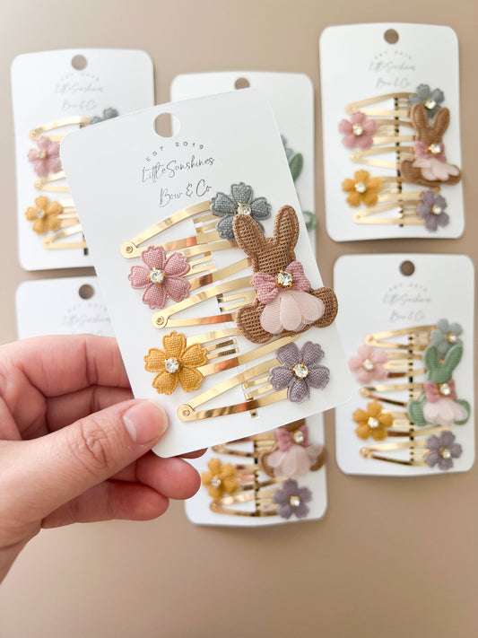 Bunny Easter Hair Clips- Set of 5